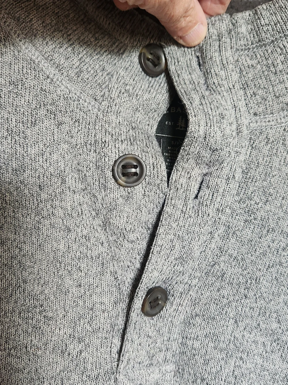 G.H. Bass & Co Gray Marl Quarter Button Pullover Textured Knit Exterior Size S